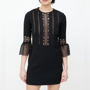 Self-Portrait Bell Sleeve Lace Dress Black Cocktail